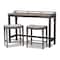 Baxton Studio Noll Grey Upholstered 3-Piece Multipurpose Metal Counter Table Set 159-9843 - alternate 1
